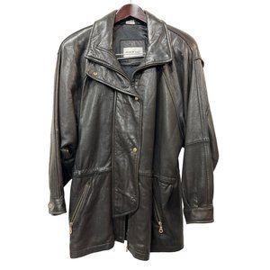 Andrew Marc Additions Leather Coat Brown Parka Jacket